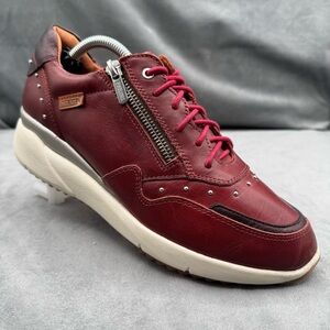 Pikolinos Sella W6Z-6500 Women’s Size 8.5 Bordeaux Leather Wedge Sneakers Zip